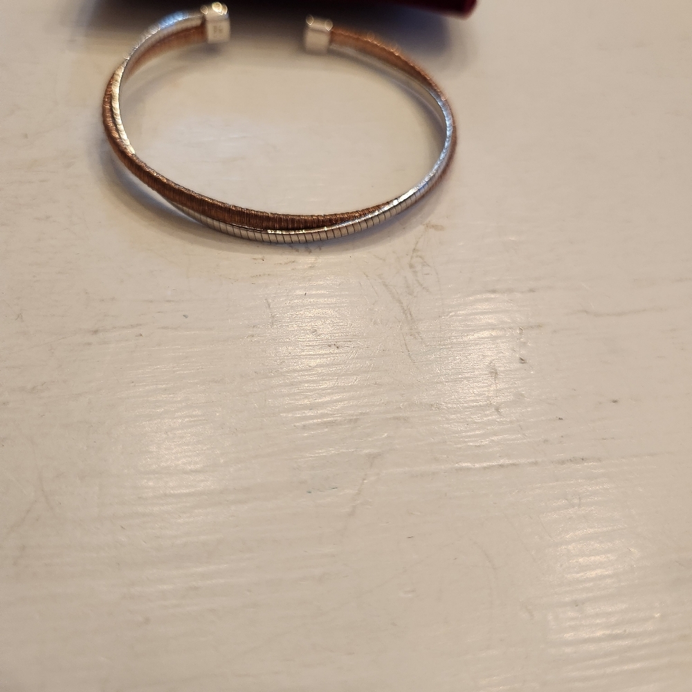 Bella Cavo Rose Gold Finish Sterling Silver & Rhodium Finish Omega Twist